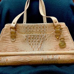 BRAHMIN Croc Embossed Leather Satchel Bag